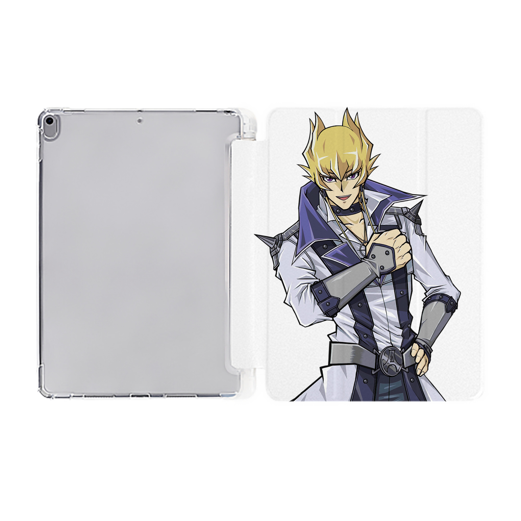 （画像用） 遊☆戯☆王 Yu-Gi-Oh! IPad ケース ペン収納付き 三つ折りスタンド PUレザー×シリコン 対応機種9.5/10.5/10.9インチ